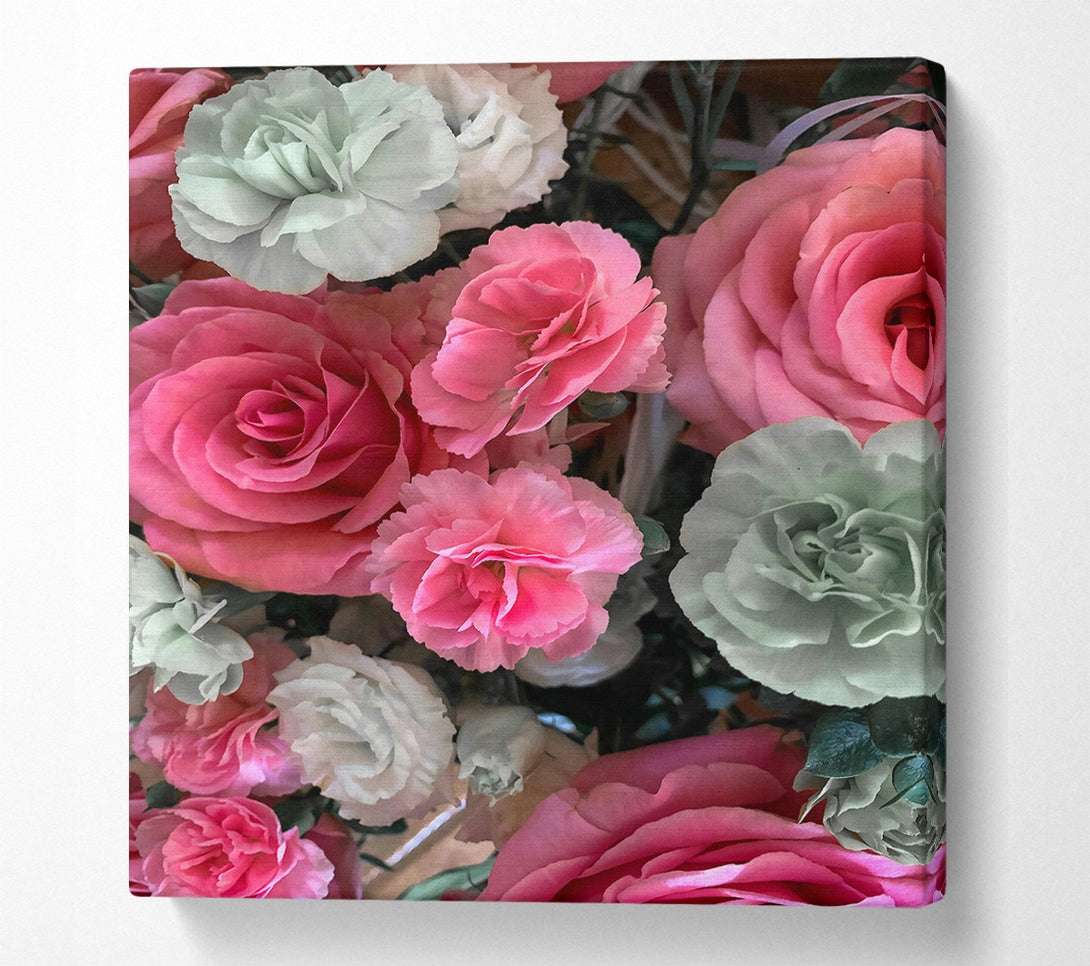  A Canvas Print of Pink And Green Blooms Canvas Print