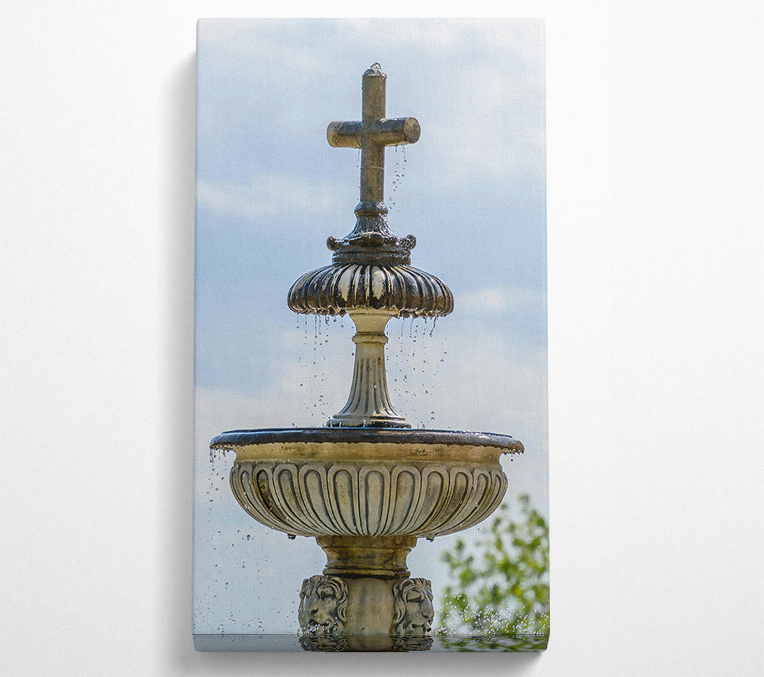  A Canvas Print of Cream Stone Cross Fountain Canvas Art