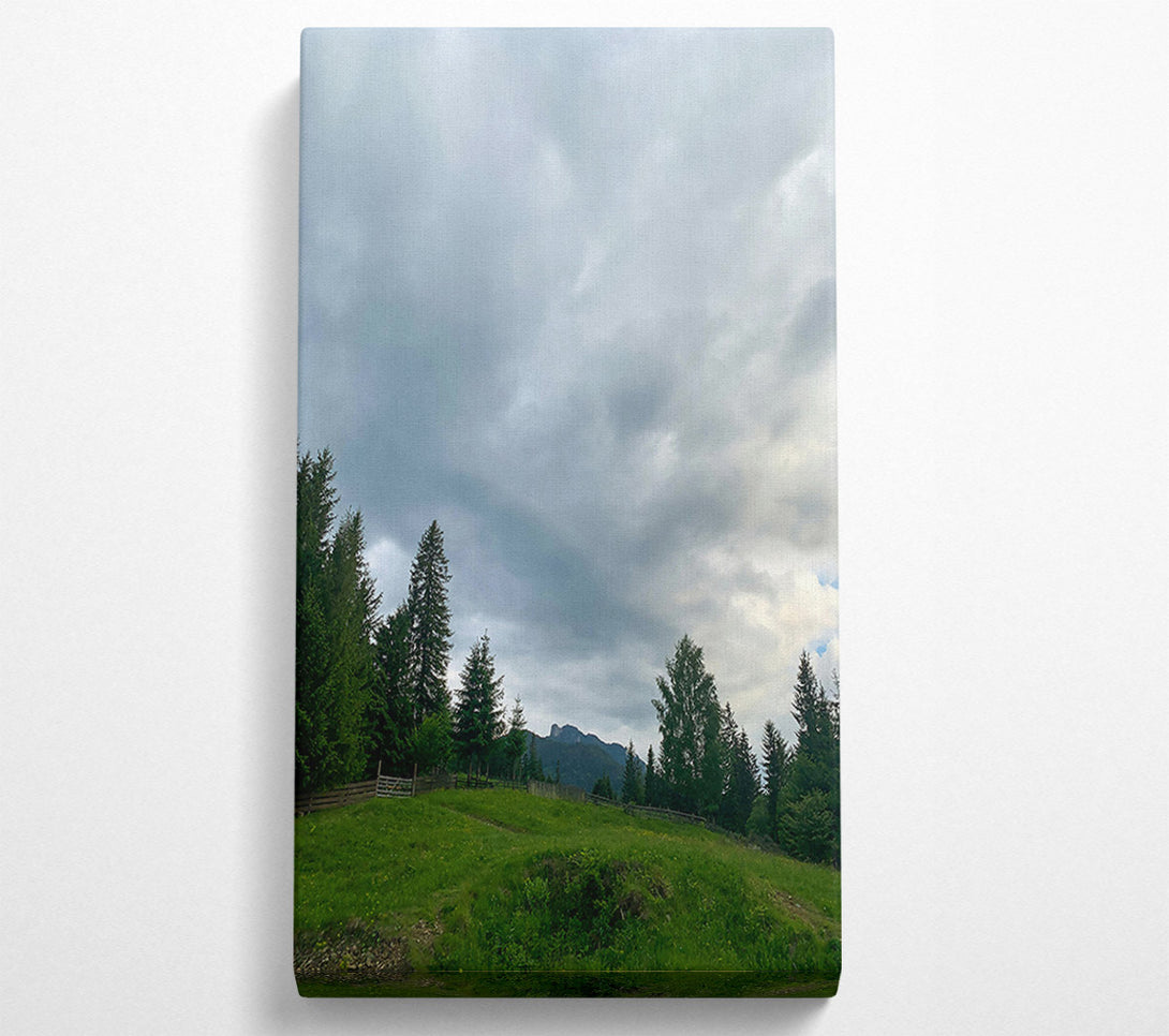  A Canvas Print of Gray Clouds Over Green Hills Canvas Wall Art
