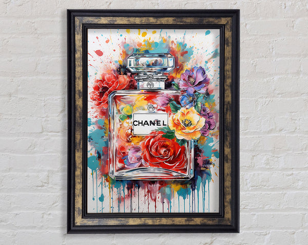 Perfume Vibrant Flowers Framed Print