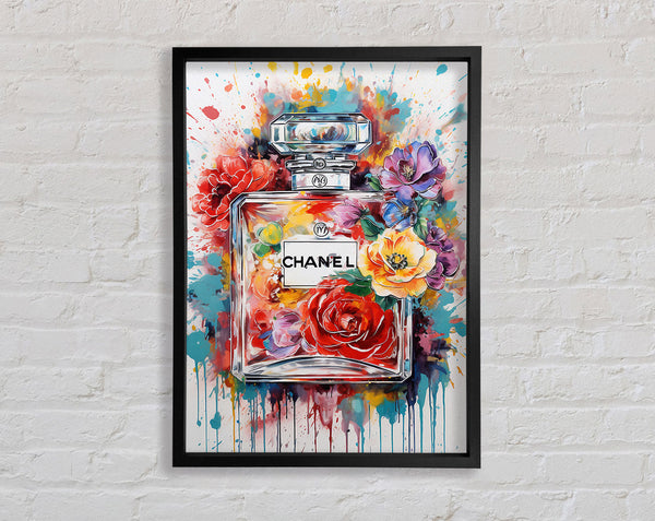 Perfume Vibrant Flowers Framed Print