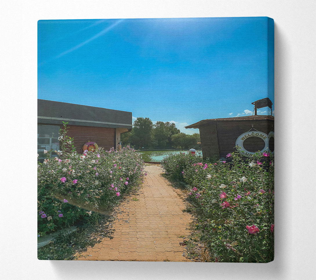  A Canvas Print of Pink Flowers & Blue Sky Canvas Art