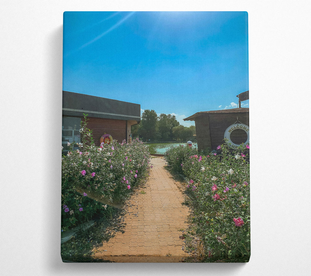  A Canvas Print of Pink Flowers & Blue Sky Canvas Art