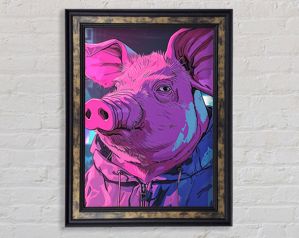 Pig Hoodie Framed Print