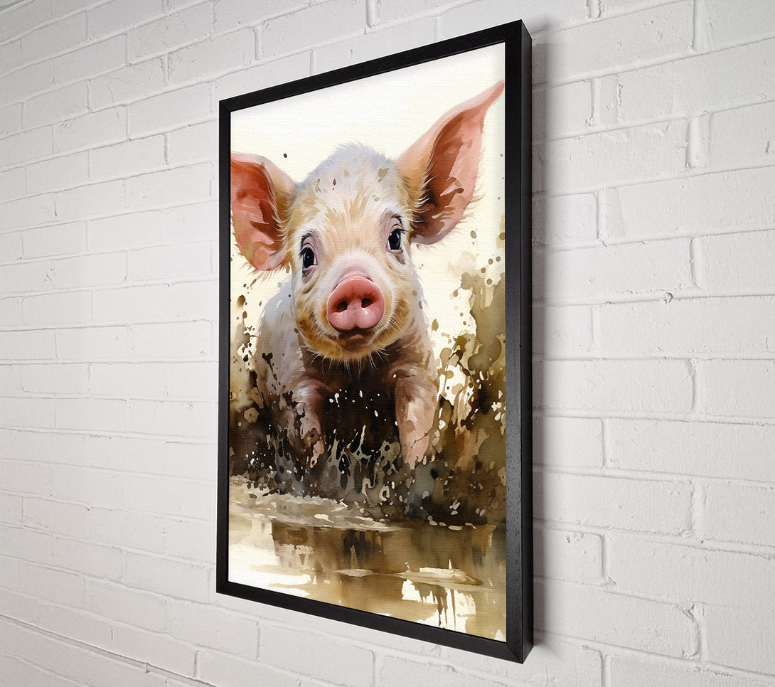  A Canvas Print of Pig In The Mud Canvas Art