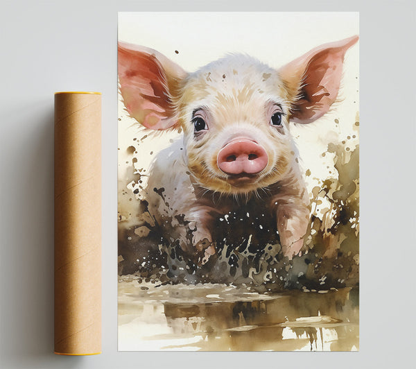 Pig In The Mud Giclee Print