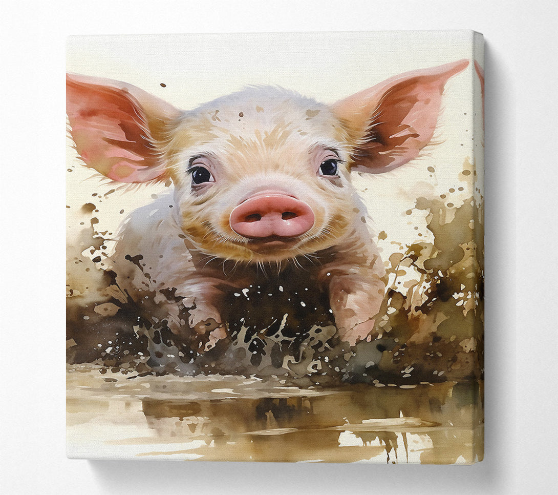  A Canvas Print of Pig In The Mud Canvas Art