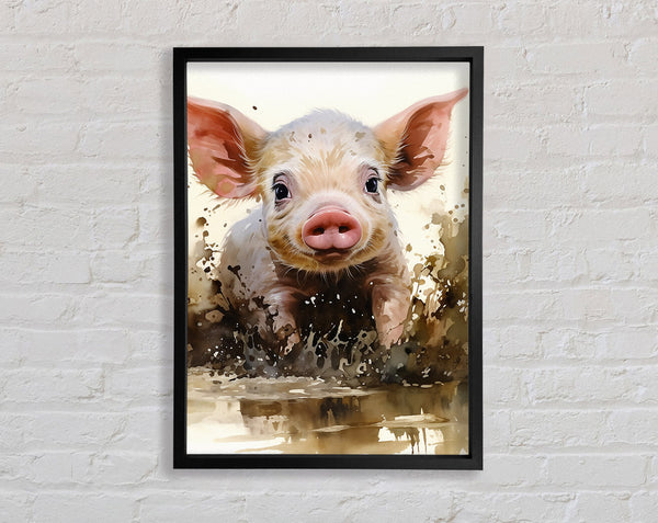 Pig In The Mud Framed Print
