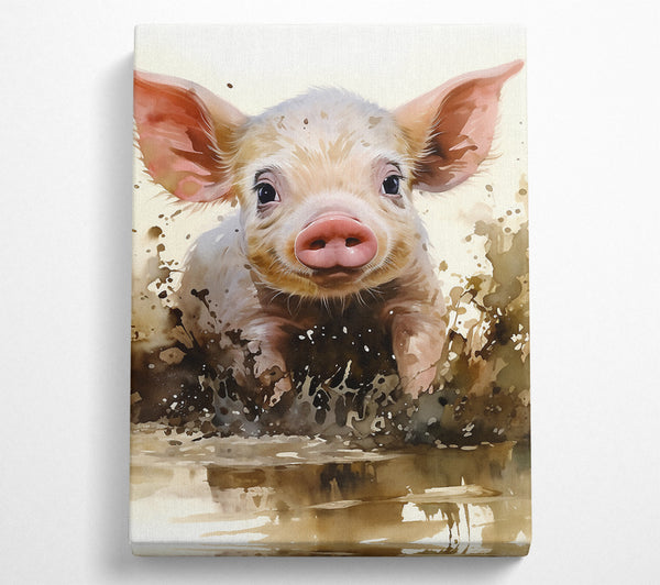  A Canvas Print of Pig In The Mud Canvas Art