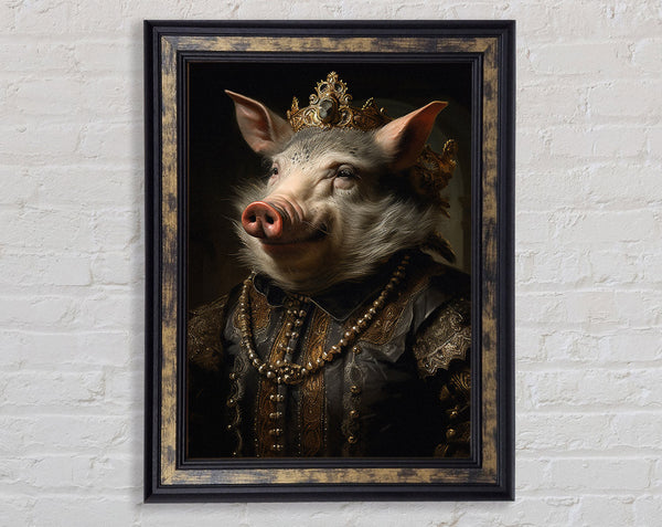 Pig King Renaissance Framed Print