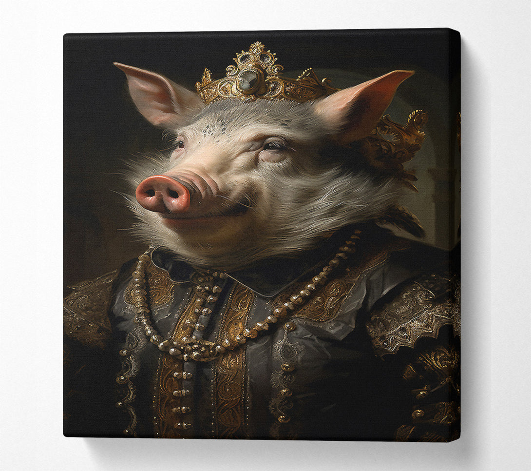  A Canvas Print of Pig King Renaissance Canvas Wall Art