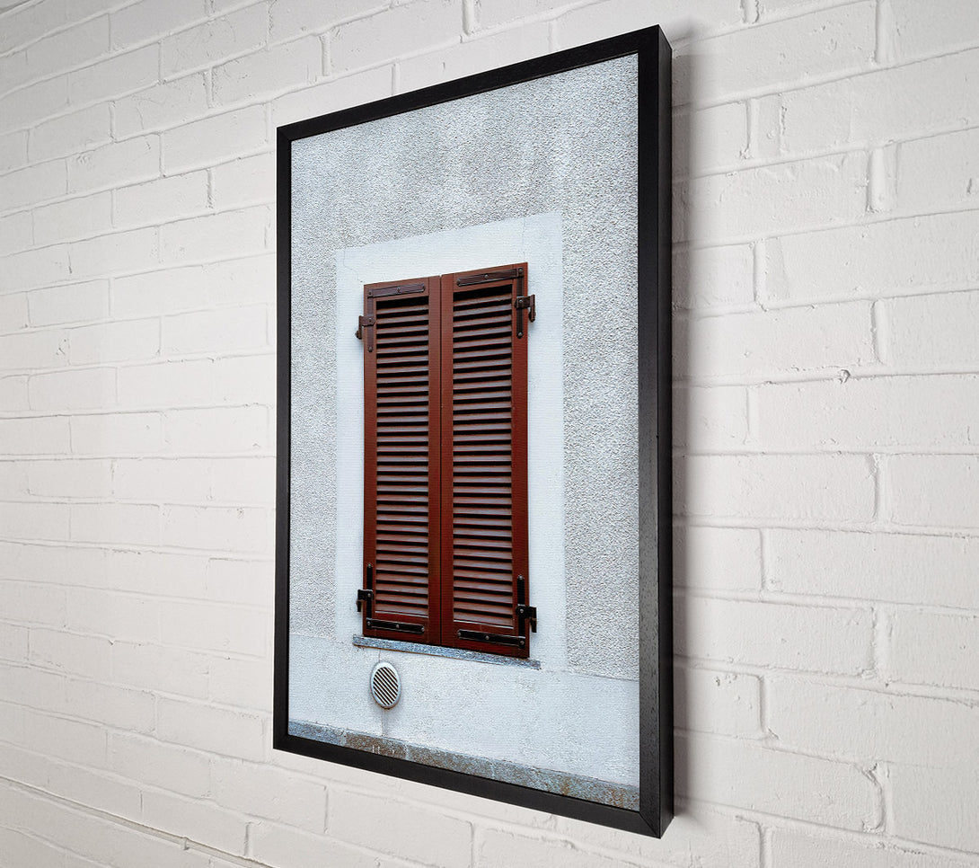  A Canvas Print of Slatted Brown Shutters Canvas Art