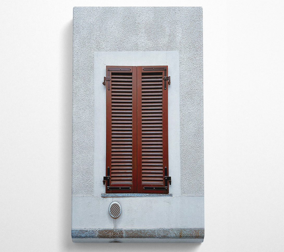  A Canvas Print of Slatted Brown Shutters Canvas Art