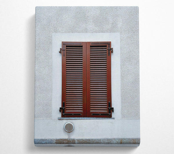  A Canvas Print of Slatted Brown Shutters Canvas Art