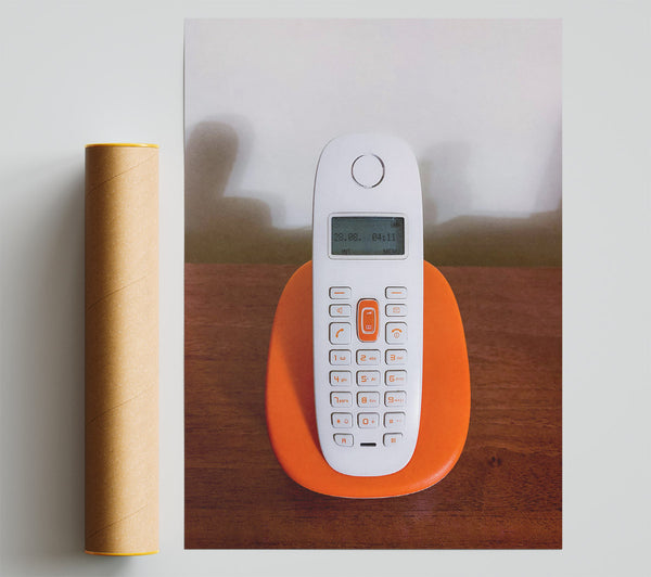 Orange Cordless Phone Poster