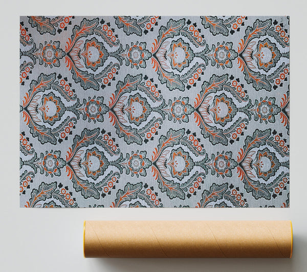 Orange Floral Pattern Giclee Print