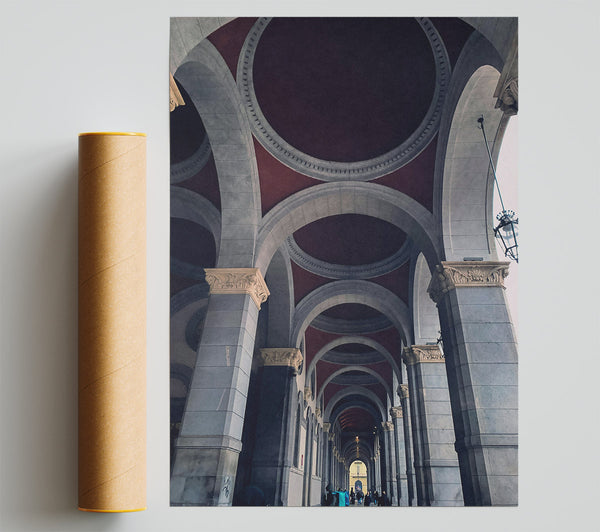 Crimson Arched Passageway Print