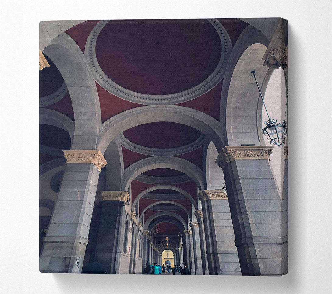  A Canvas Print of Crimson Arched Passageway Canvas Wall Art