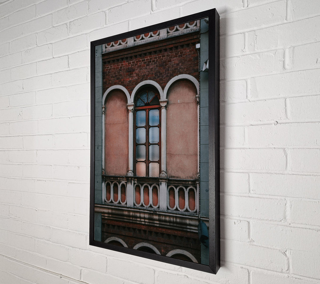  A Canvas Print of Dusty Red Arched Window Canvas Print