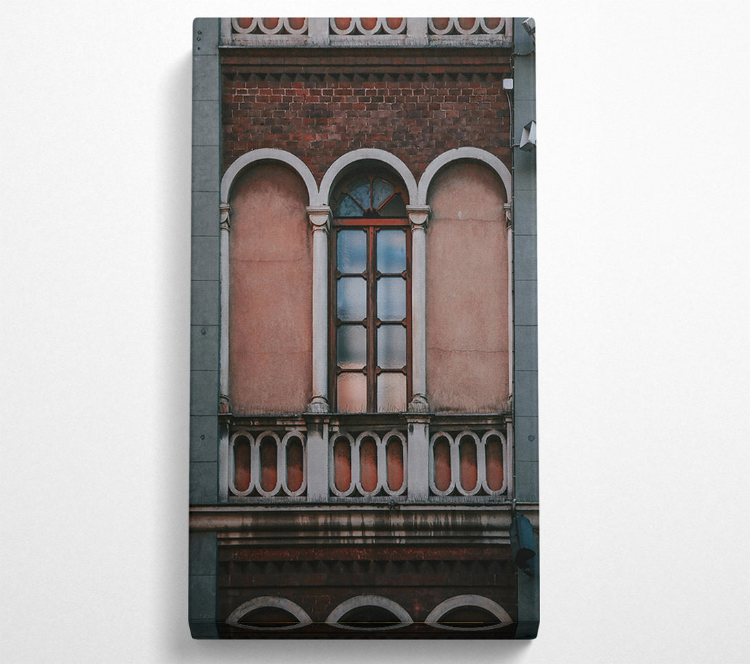  A Canvas Print of Dusty Red Arched Window Canvas Print