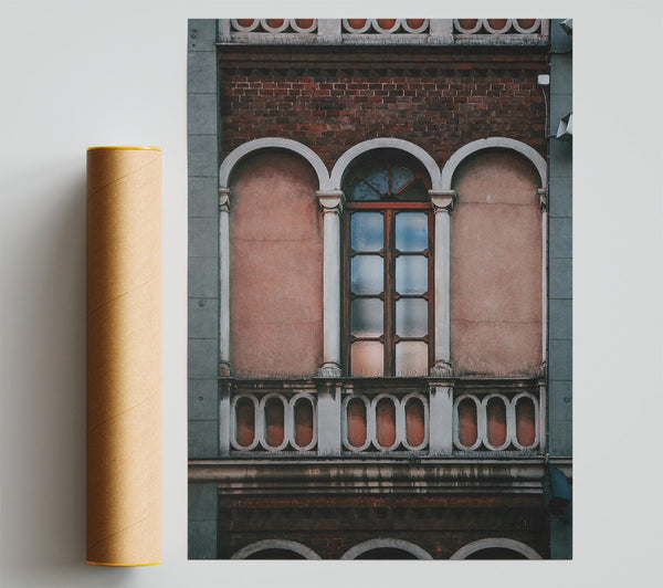 Dusty Red Arched Window Print