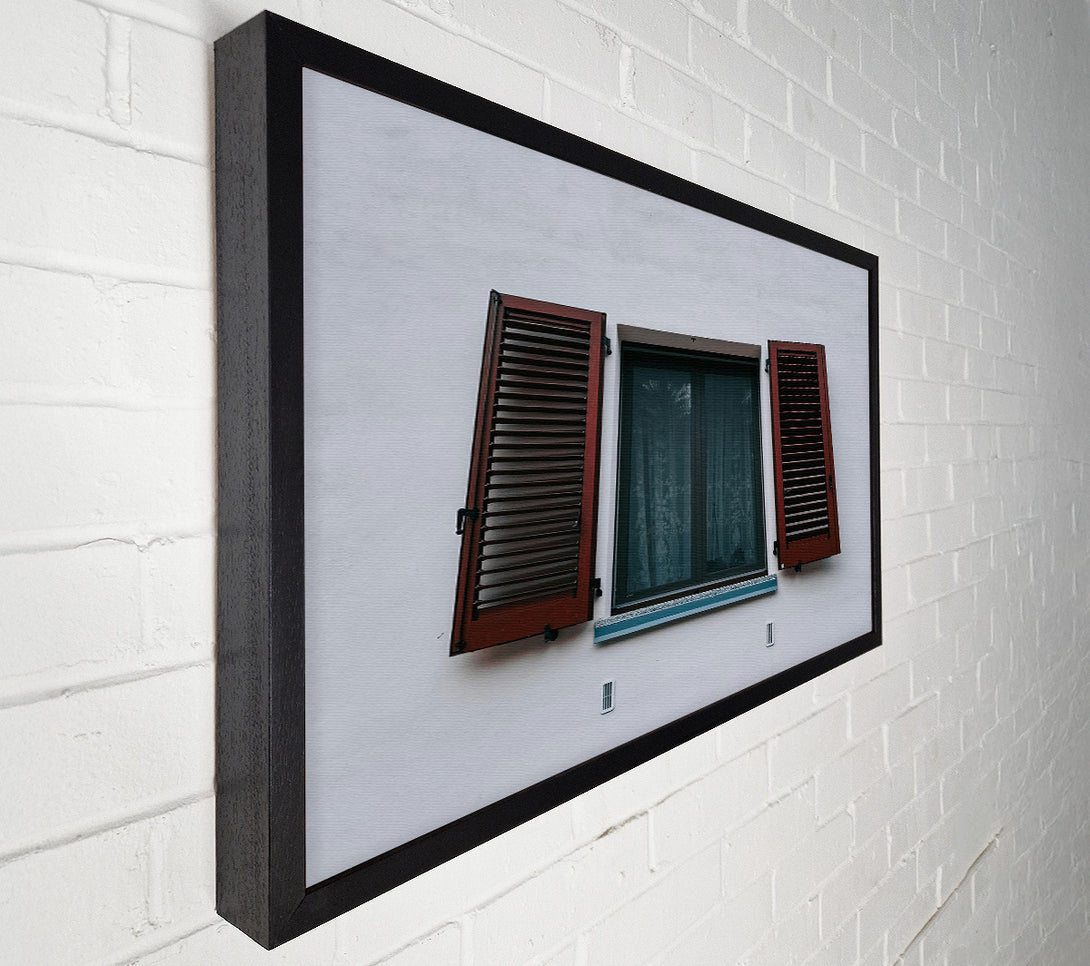  A Canvas Print of Red Louvered Window View Canvas Art