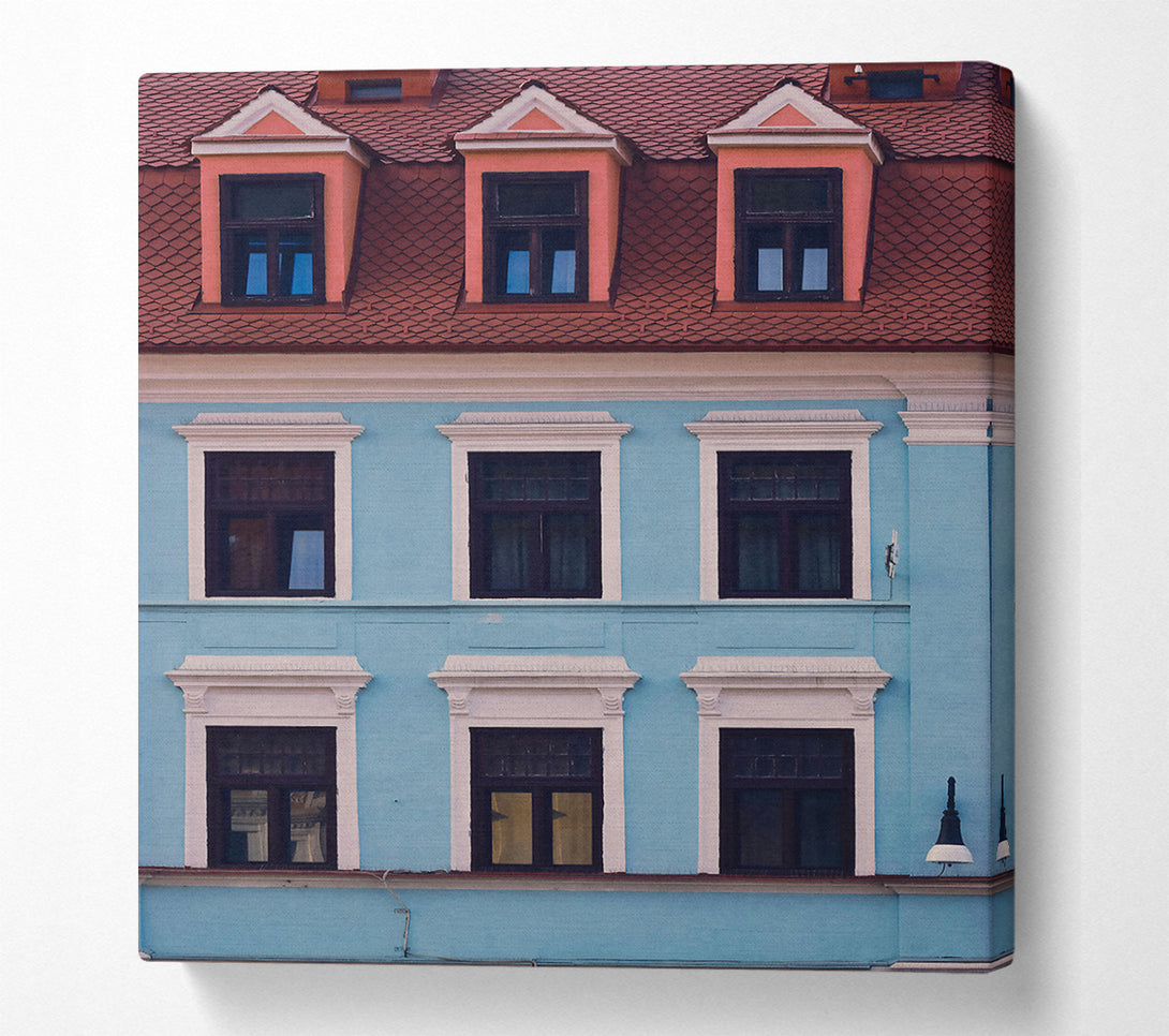  A Canvas Print of Blue Facade Windows Canvas Art