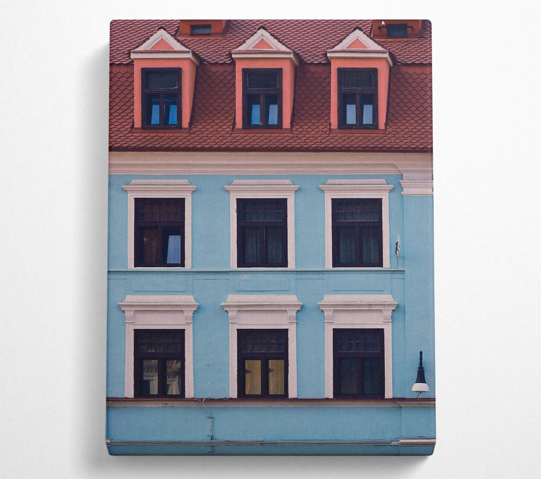  A Canvas Print of Blue Facade Windows Canvas Art
