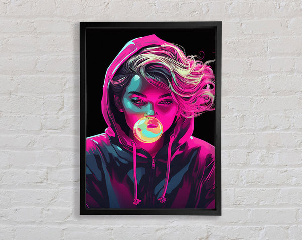 Pink Bubblegum Rebel Hoodie Girl Framed Print