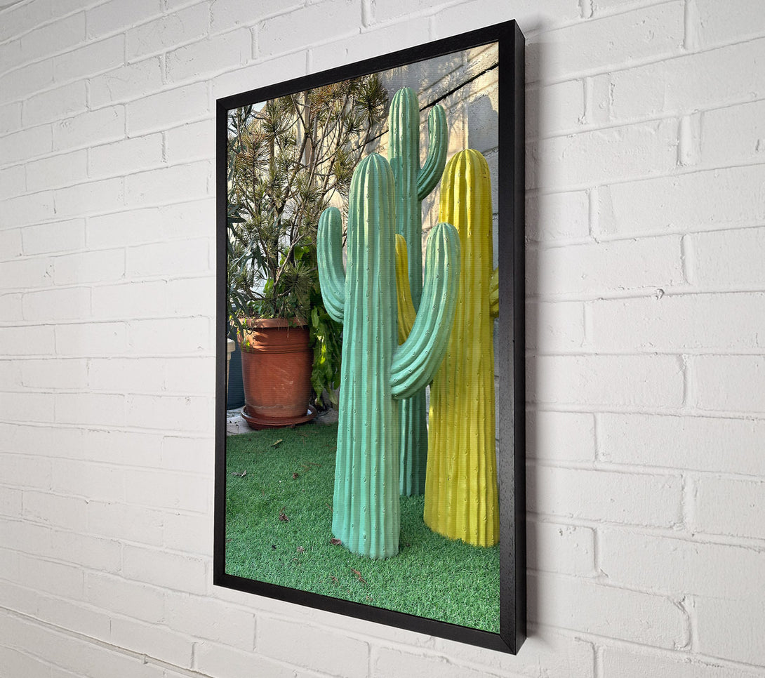  A Canvas Print of Aqua Cactus Trio Canvas Art