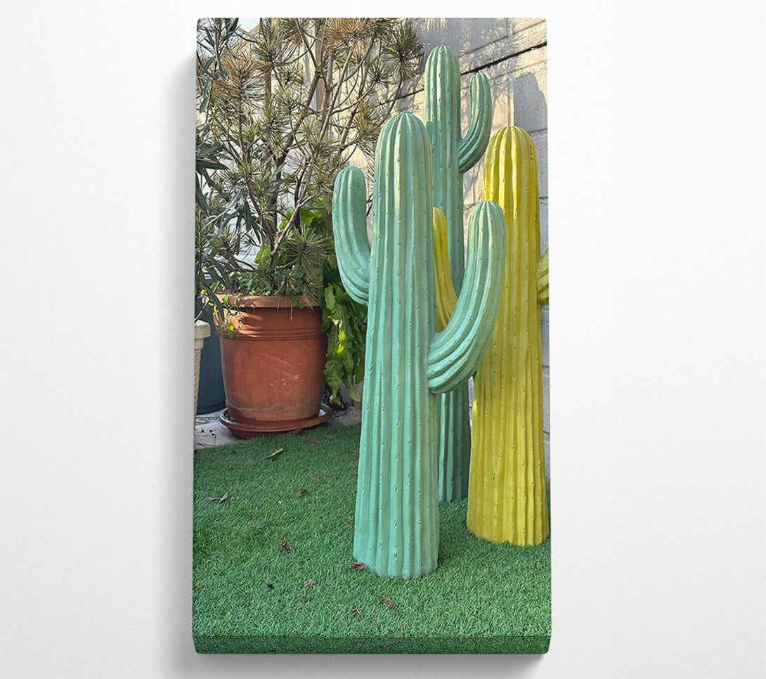  A Canvas Print of Aqua Cactus Trio Canvas Art