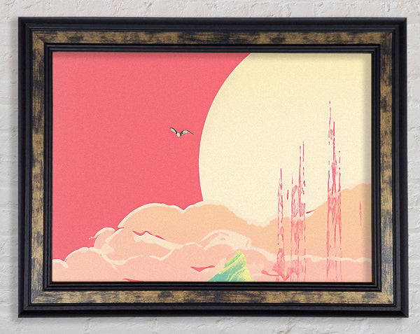 Pink Skies Bear Framed Print