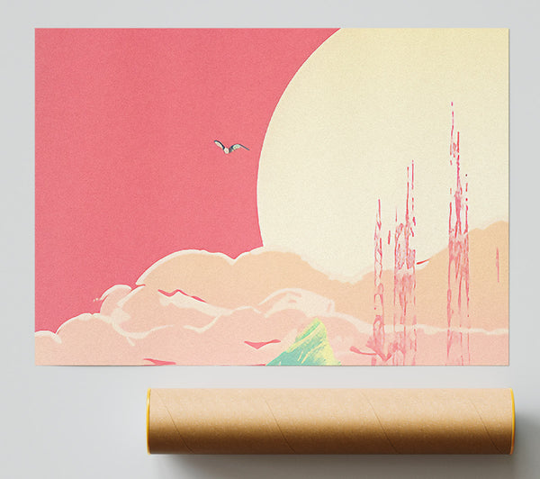 Pink Skies Bear Poster