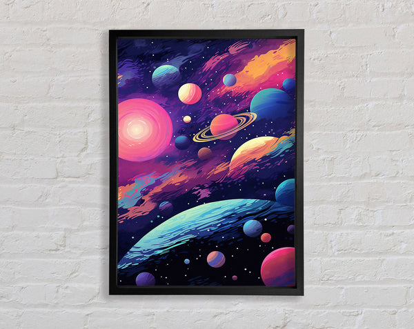 Planet Cosmic Brushstrokes Framed Print