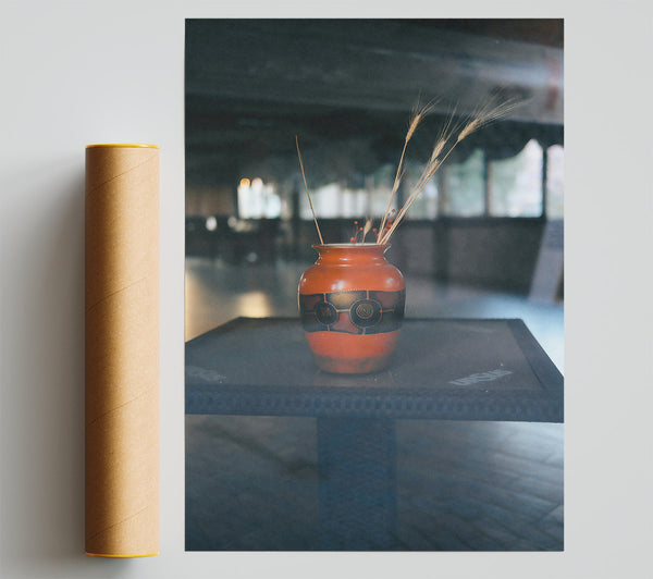 Orange Pottery Still Life Poster