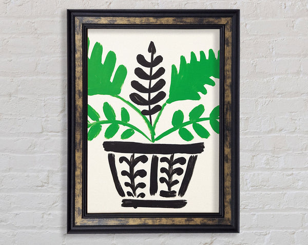 Plant Pot Brush Strokes Framed Print