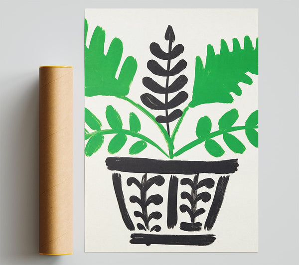 Plant Pot Brush Strokes Print