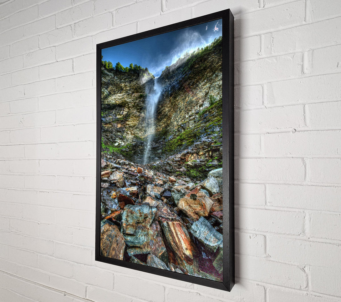  A Canvas Print of Green Waterfall Riverbed Canvas Wall Art