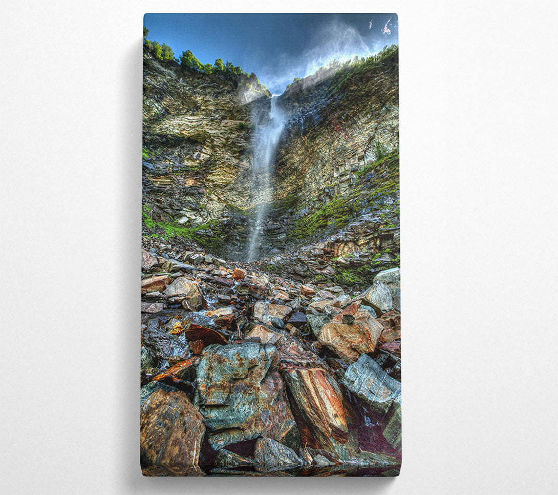  A Canvas Print of Green Waterfall Riverbed Canvas Wall Art