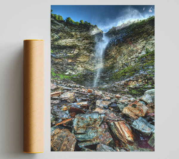 Green Waterfall Riverbed Giclee Print