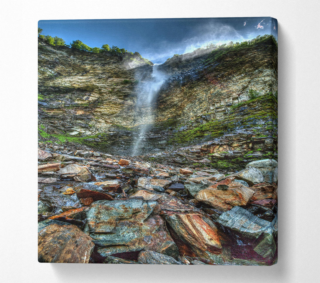  A Canvas Print of Green Waterfall Riverbed Canvas Wall Art