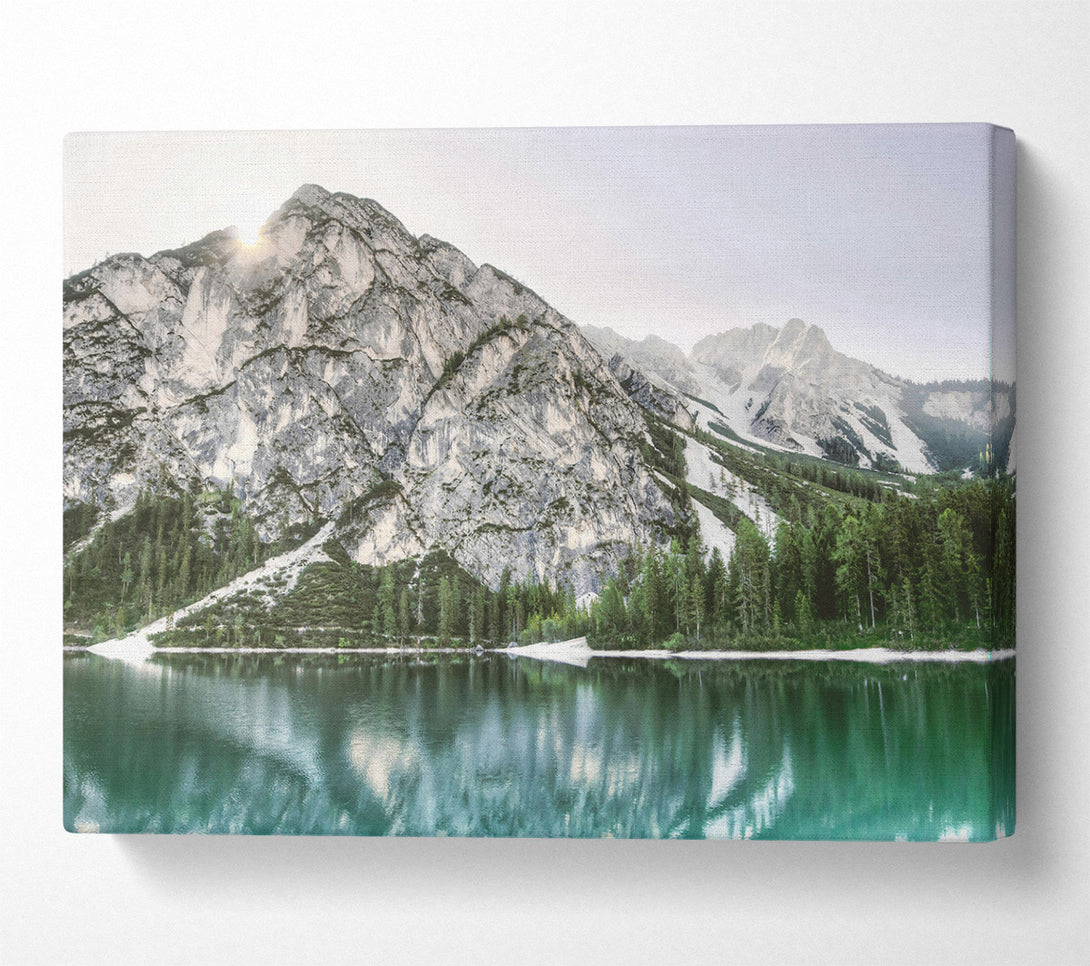  A Canvas Print of Emerald Mountain Reflection Canvas Print