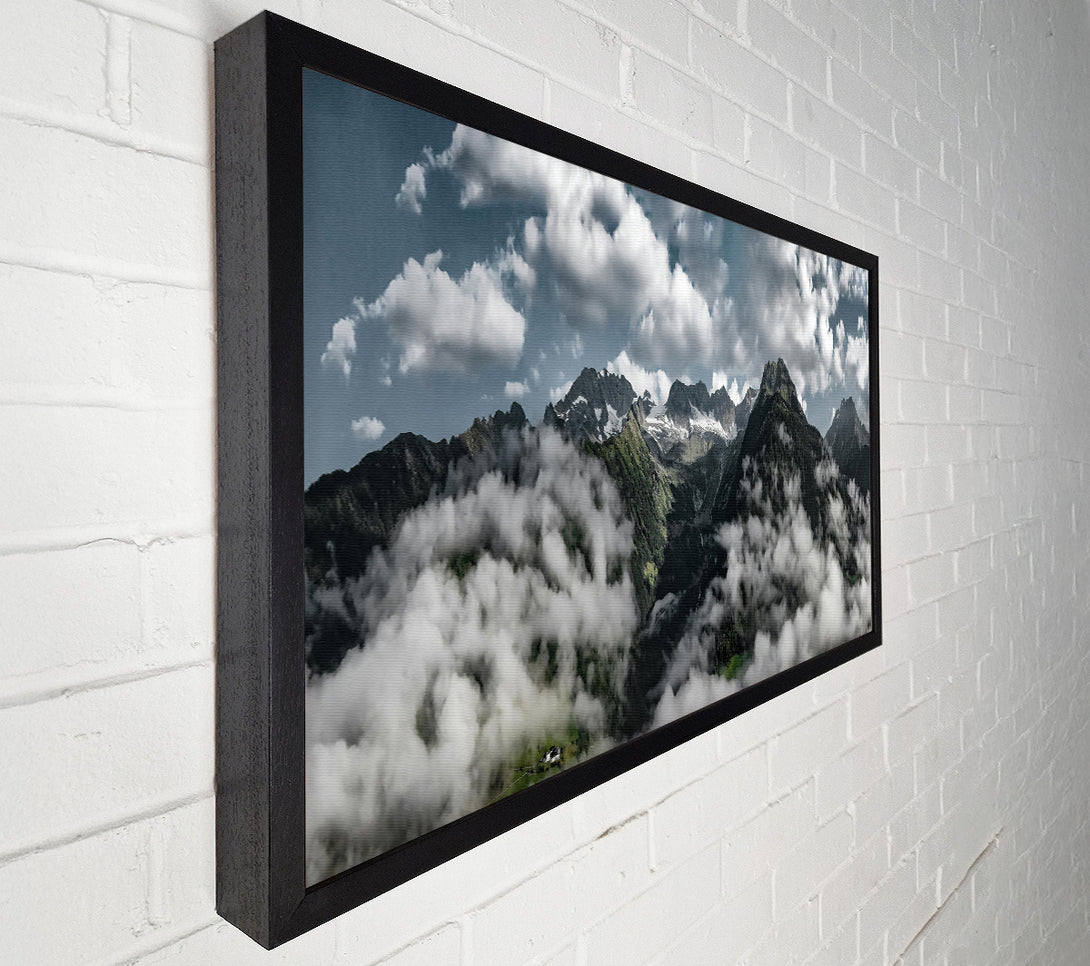  A Canvas Print of White Peaks In Green Valley. Canvas Art