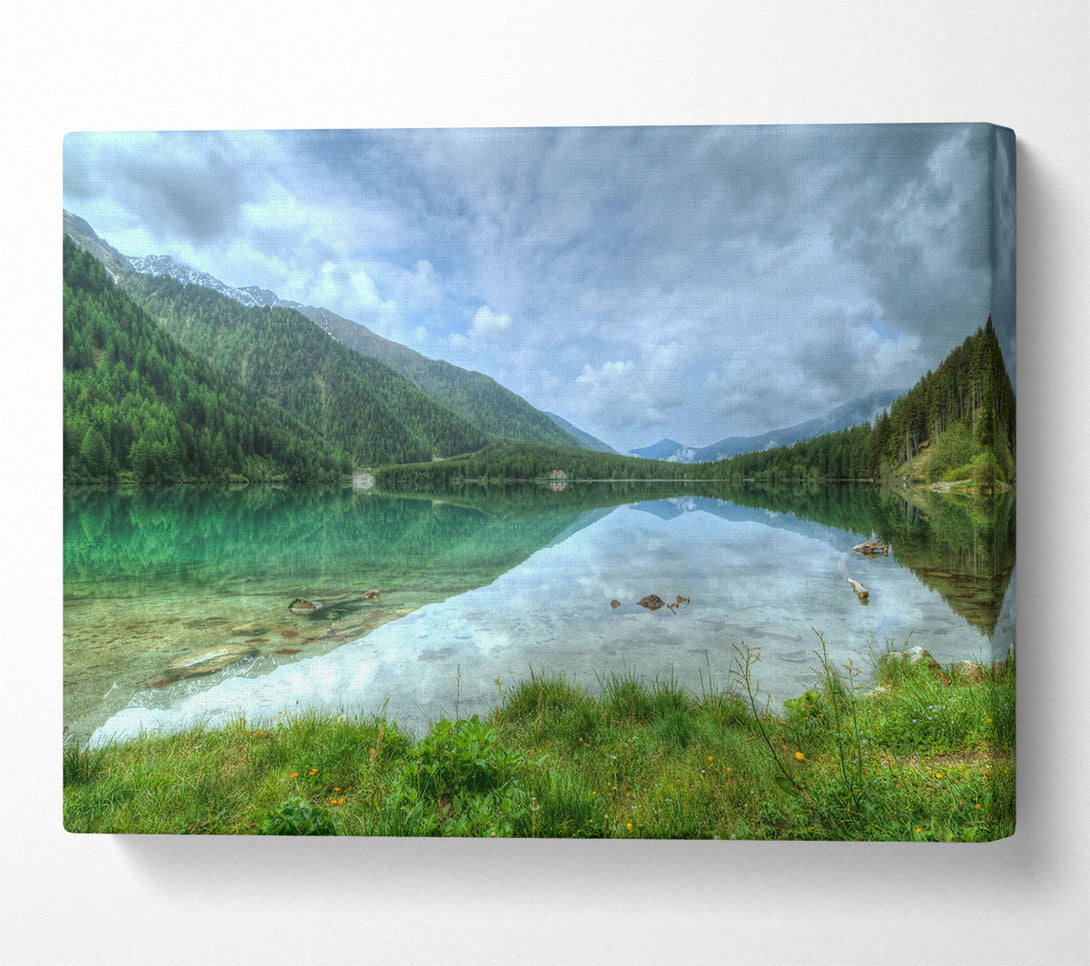  A Canvas Print of Emerald Mountain Reflection Canvas Print