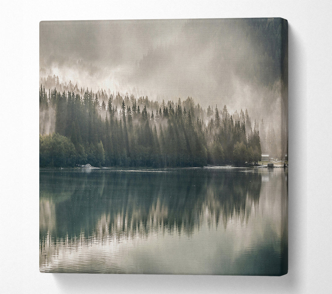  A Canvas Print of Emerald Foggy Reflections Canvas Wall Art