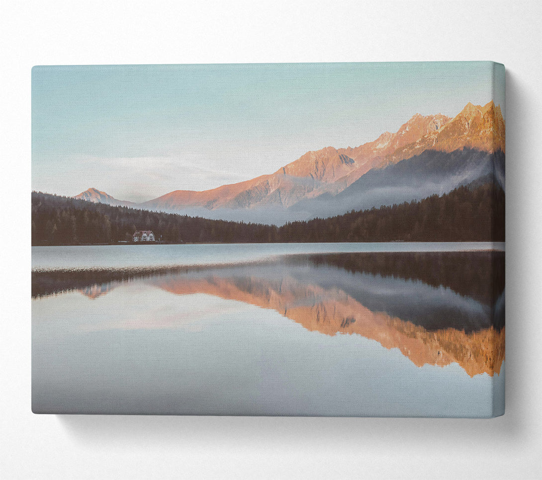  A Canvas Print of Pink Mountain Reflection Canvas Print