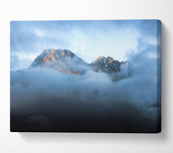  A Canvas Print of Golden Cloudscape Peaks Canvas Print