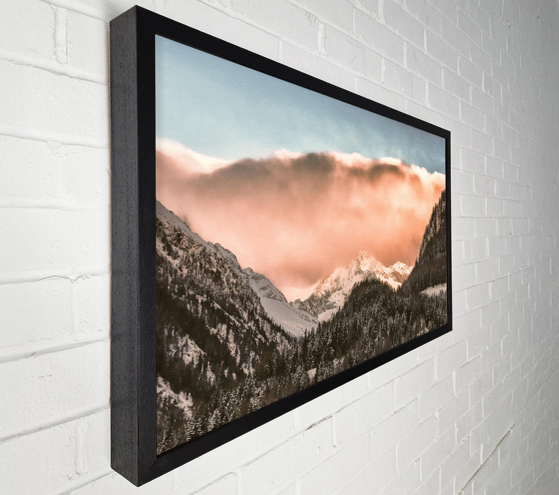  A Canvas Print of Peach Sky Mountains Canvas Print