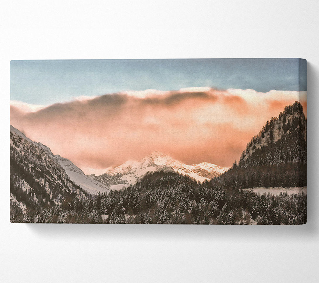  A Canvas Print of Peach Sky Mountains Canvas Print