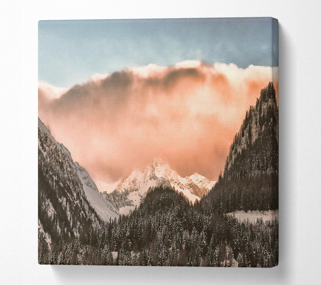  A Canvas Print of Peach Sky Mountains Canvas Print